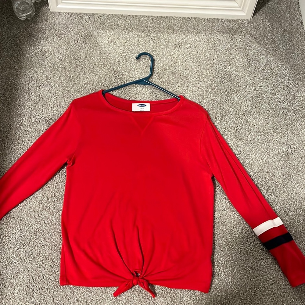 Large kids Old Navy red shirt with blue and white stripes